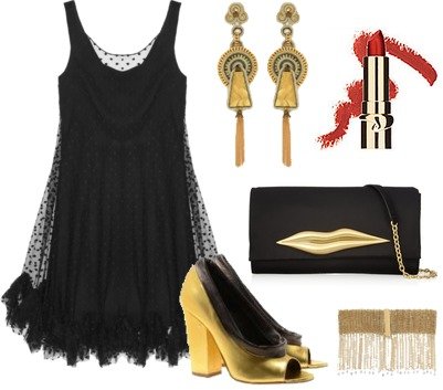 black and gold casual dress