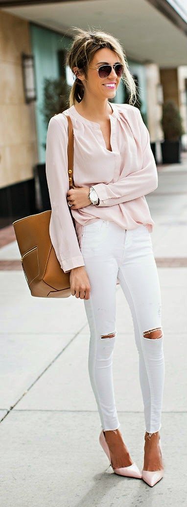 pink blouse outfit
